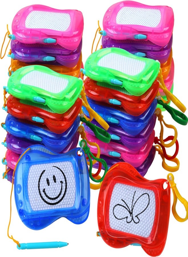 Plzoslly 24 Pack Mini Magnetic Drawing Board for Kids, Small Magnetic Doodle Board Set Backpack Keychain Clip Drawing Board, Erasable Sketch and Painting Pad for Party Favor, Boys and Girls(6 Colors) - Image 1